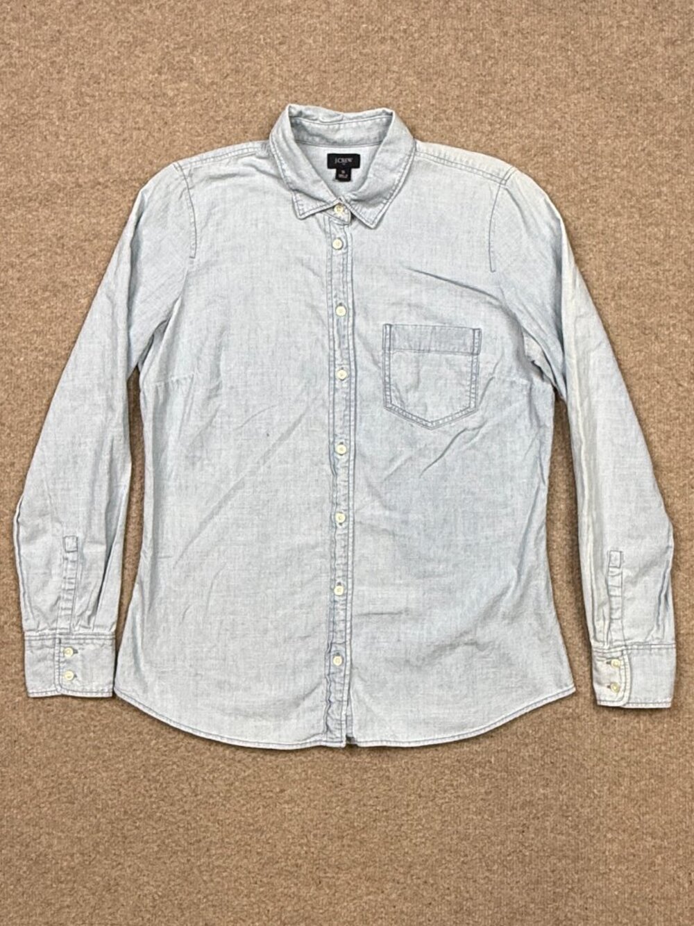 J. Crew Chambray Shirt Women's Size S Blue Long Sleeve Collared